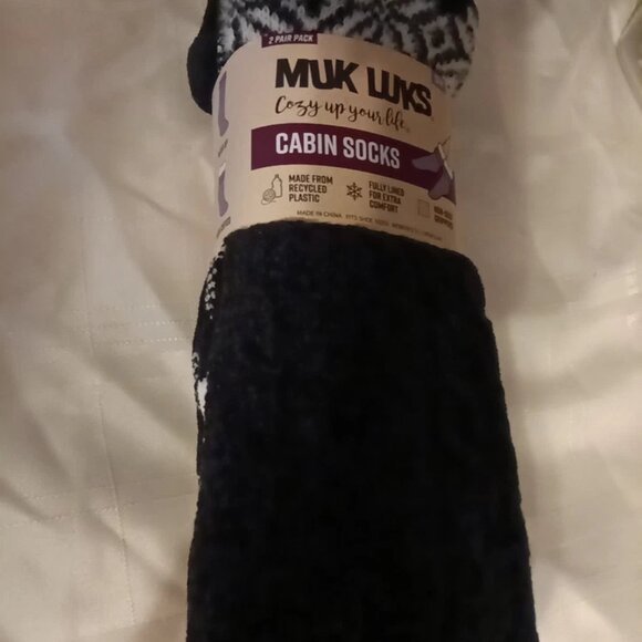 2 PAIR Pack S/M/Buffalo Plaid MUK LUKS CABIN SOCKS - Picture 6 of 6